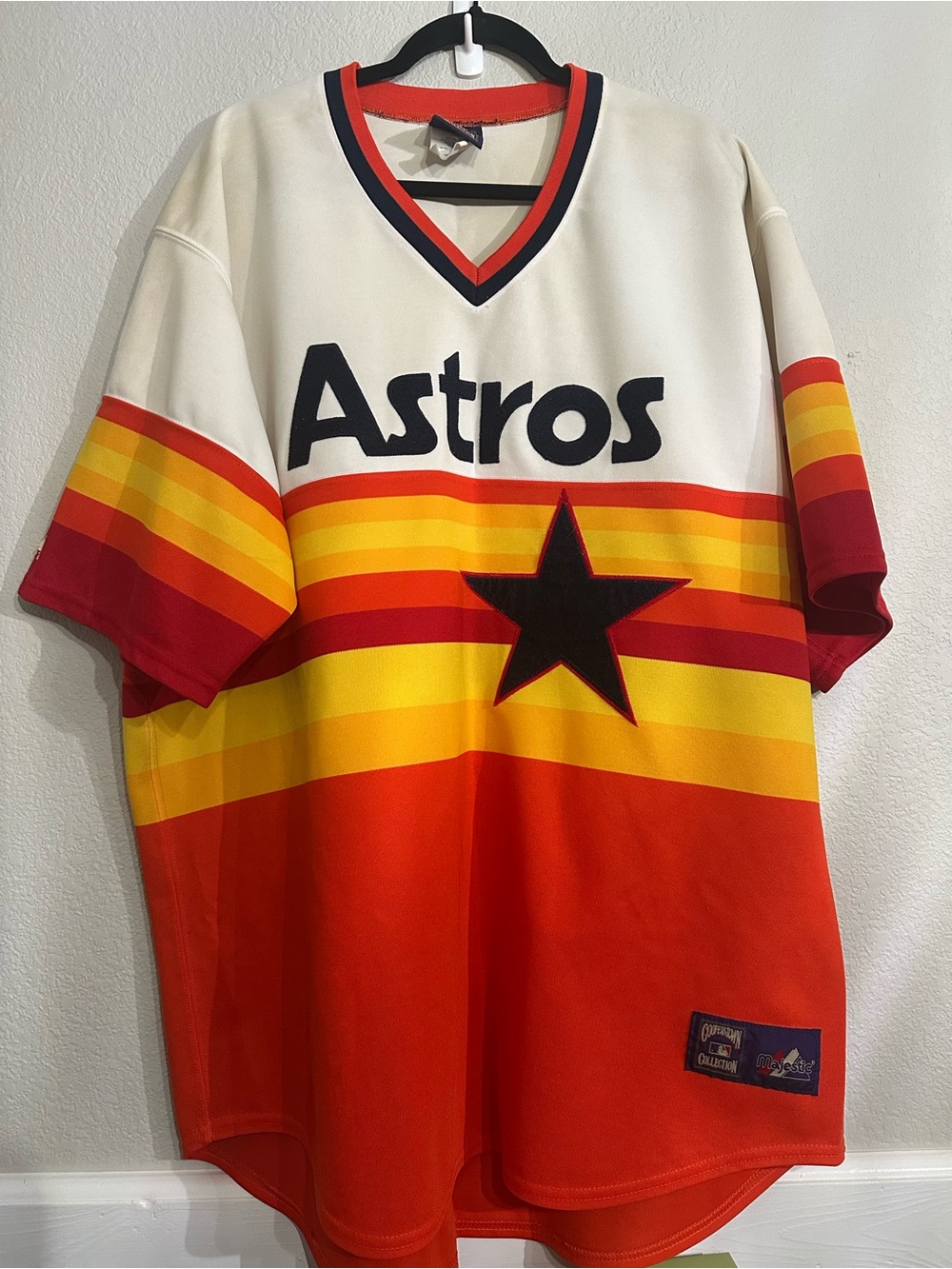 ⚾️⚾️⚾️Astros Vintage Stripe Baseball Jersey - Orange & Yellow